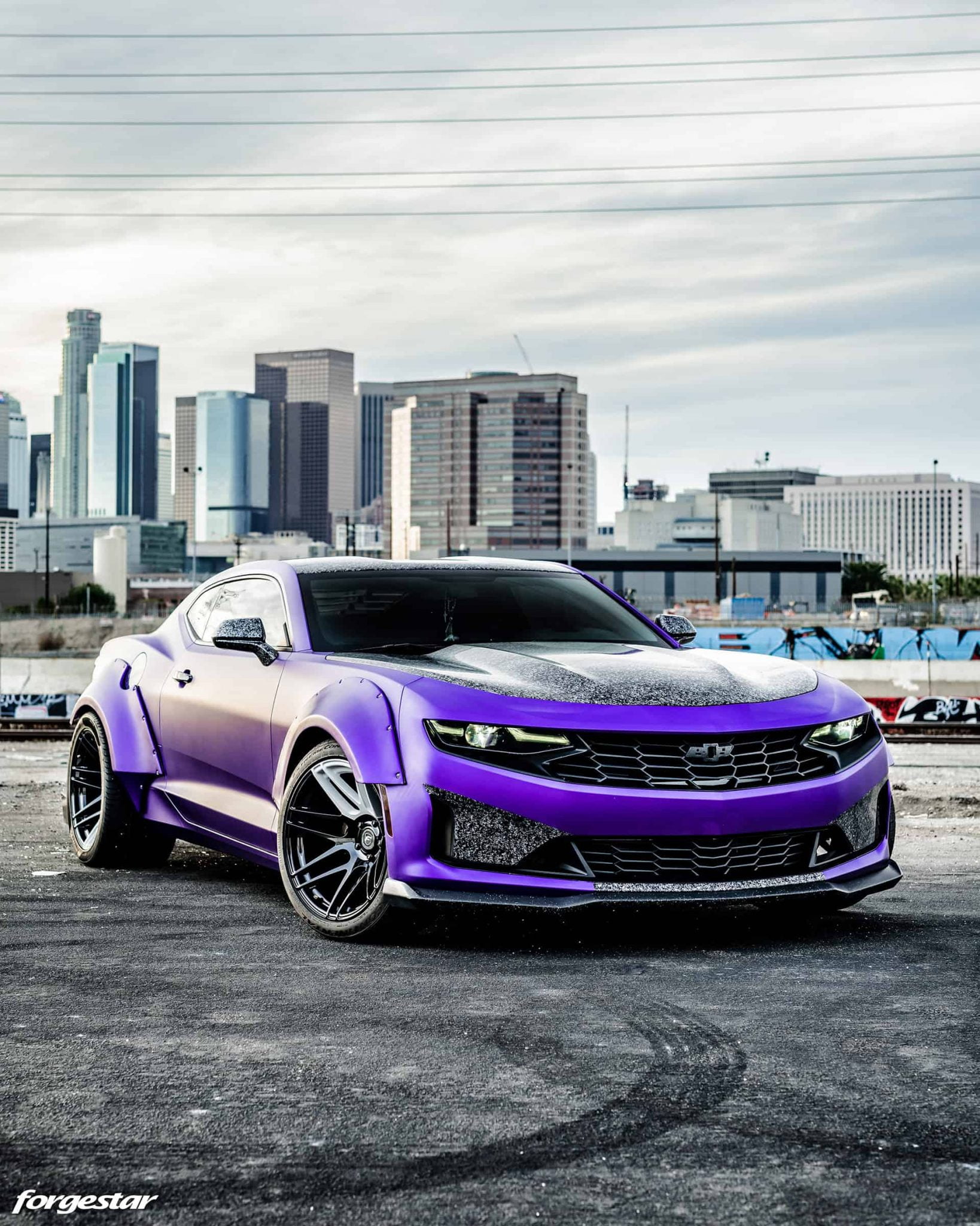 This Matte Purple Chevrolet Camaro comes with a complete Duraflex Widebody ...